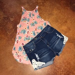 NWOT crochet denim shorts